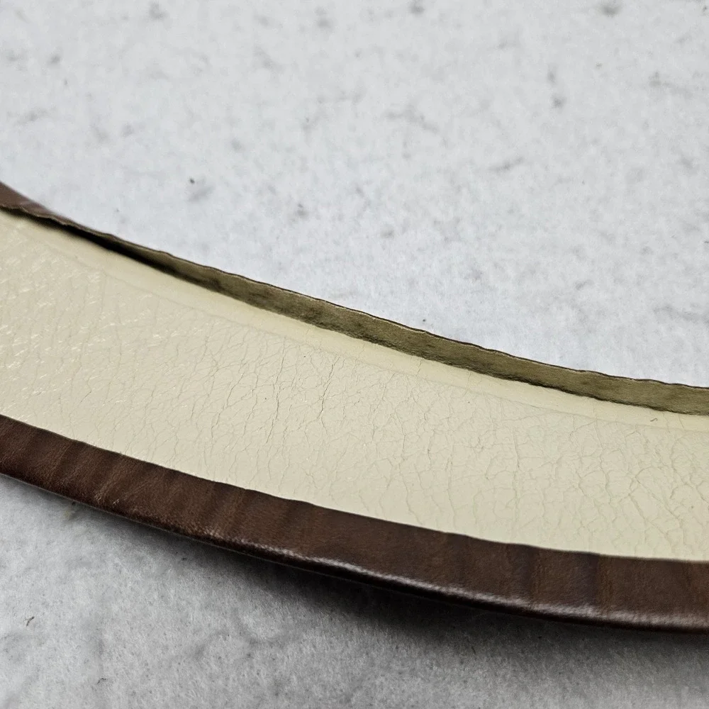 Vintage Brown Leather Waist Belt Size 26 Gold Buckle Roger Van S Classic‎ Clover